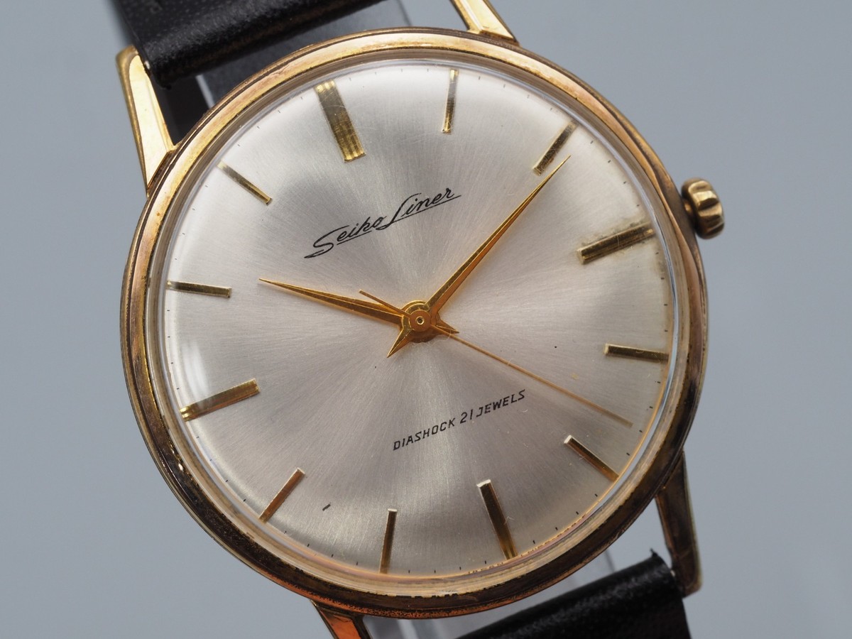 Exc+5* 1961 Seiko Liner 15010E Hand Winding Round 21J Mens Vintage