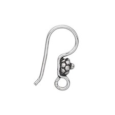 Bali Style India Antique 925 Silver Plate Dotted Earwires Earring Hooks 2 pcs