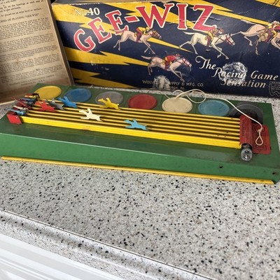 Gee-Wiz No.40 Racing Game Tin Litho Simulator Wolverine Supply Horse Racing Game