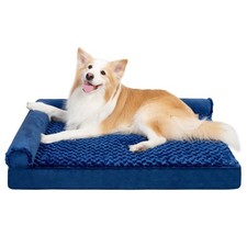 MIHIKK Orthopedic Dog Couch Bed Deluxe Plush 40.0"L x 32.0"W x 7.5"Th, Blue
