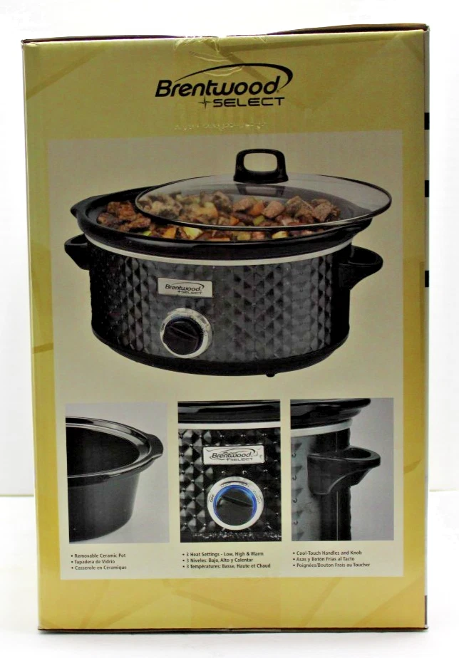 Olla de cocción lenta Brentwood Select - Olla de cerámica negra sin plomo de 7 cuartos - Nueva en caja Foto 2 de 3