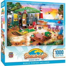MasterPieces jigsaw puzzle; Oceanside Camping; 1000 pcs DAMAGED BOX 50 off