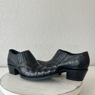 Rod Patrick Womens Pull on Shoes 6C Black Caiman Exotic Western Boots Loafers