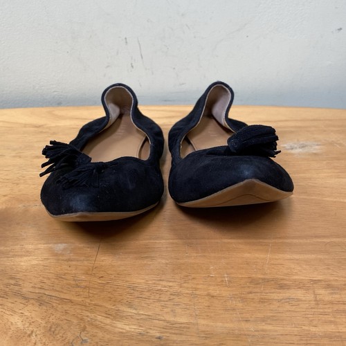 J.Crew Womens Sz 6 US Lottie Tassel Pointed Toe Slip On Ballet Flat Black Suede - Picture 3 of 13