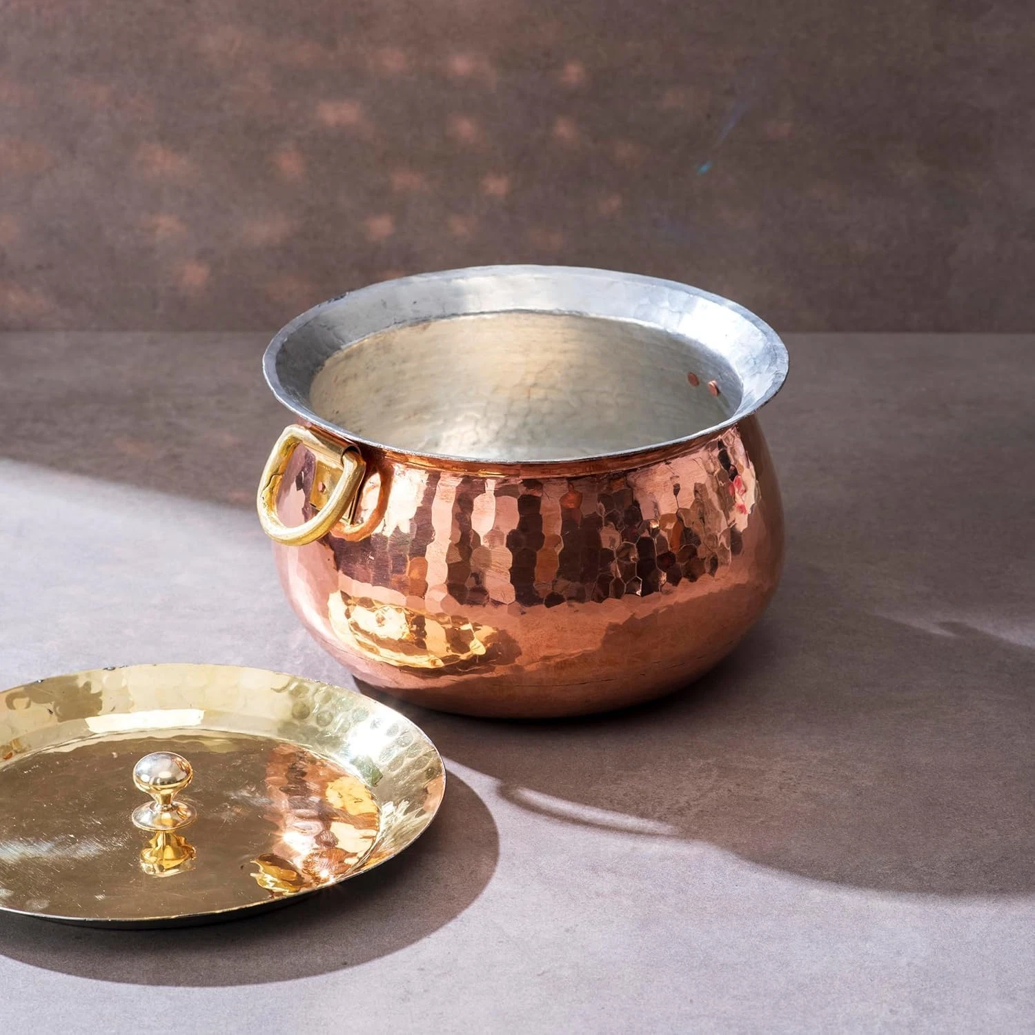 9" Pure Copper Dutch Oven 3.6Qt Stew Pot with Ayurvedic Health Benefits