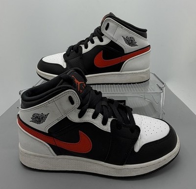Air Jordan 1 Mid GS Chile Red White Black Sneakers 554725-075 Size 6.5Y