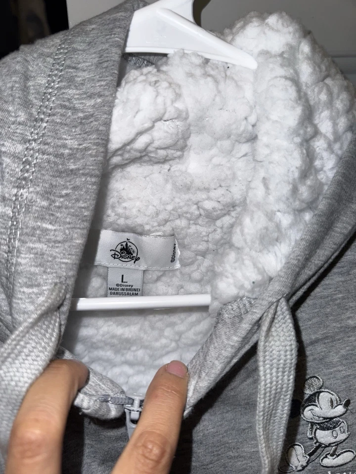 Walt Disney World Mickey Mouse Gray Hoodie, Sherpa Fleece Lined L - Image 2 of 4
