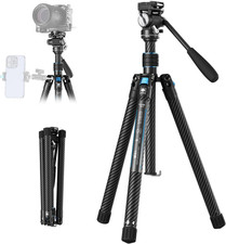 61"/155Cm Carbon Fiber Camera Tripod with Fluid Head