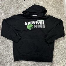 Minecraft Survival Mode Creeper Hoodie Youth 14/16 Black Graphic Pullover