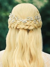 Crystal Bride Wedding Hair Vine Silver Pearl Bridal Hair Piece Accessories