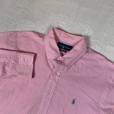 Ralph Lauren Dress Shirt Mens 16 34/35 Pink Gingham Check L/S Button Down