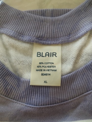Blair Size XL Women's Fleece Round-Neck Sweater Sweatshirt. Purple/White New - Picture 3 of 3