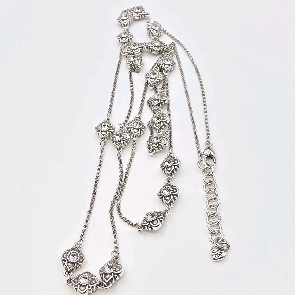 Brighton "Alcazar" Long Necklace 44" Silver Swarovski Crystal Station Retired - Image 4 of 4