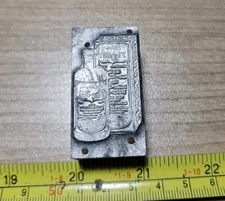 Vintage Letterpress Printing Block Elkay's Fly-Kil Bug Killer Bottle Advertising