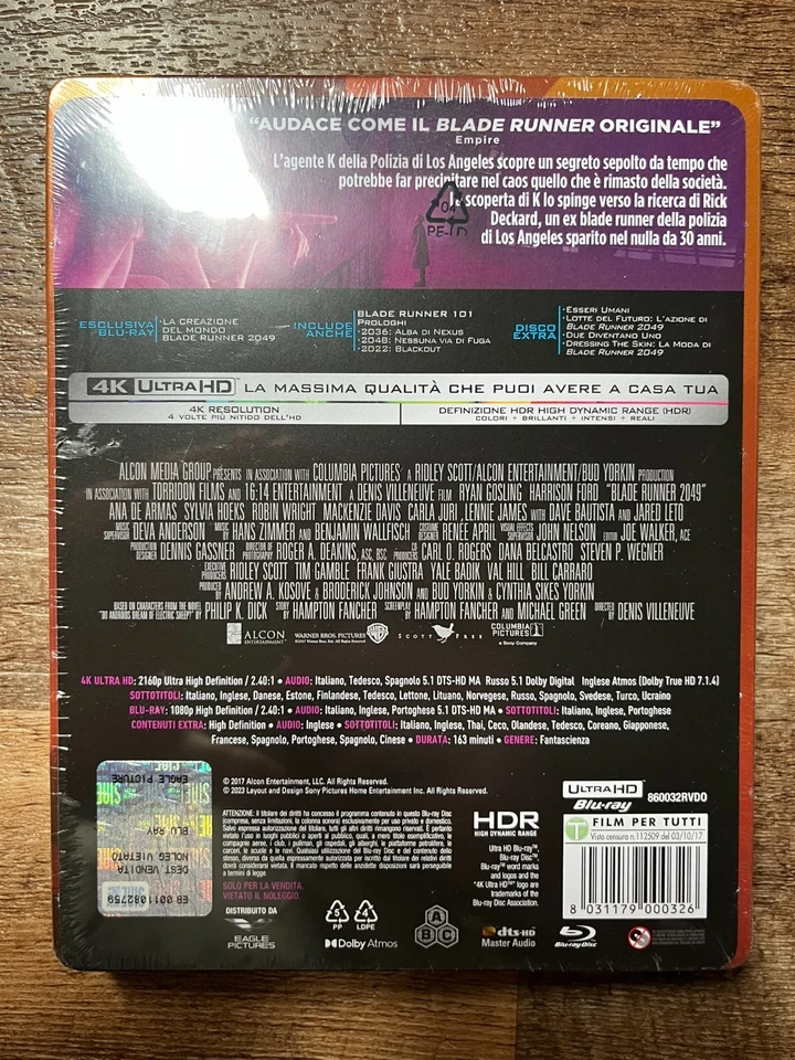 Blade Runner 2049 w. Steelbook (4K UHD + Blu-ray, EU Import, Region Free) *NEW* - Image 2 of 3
