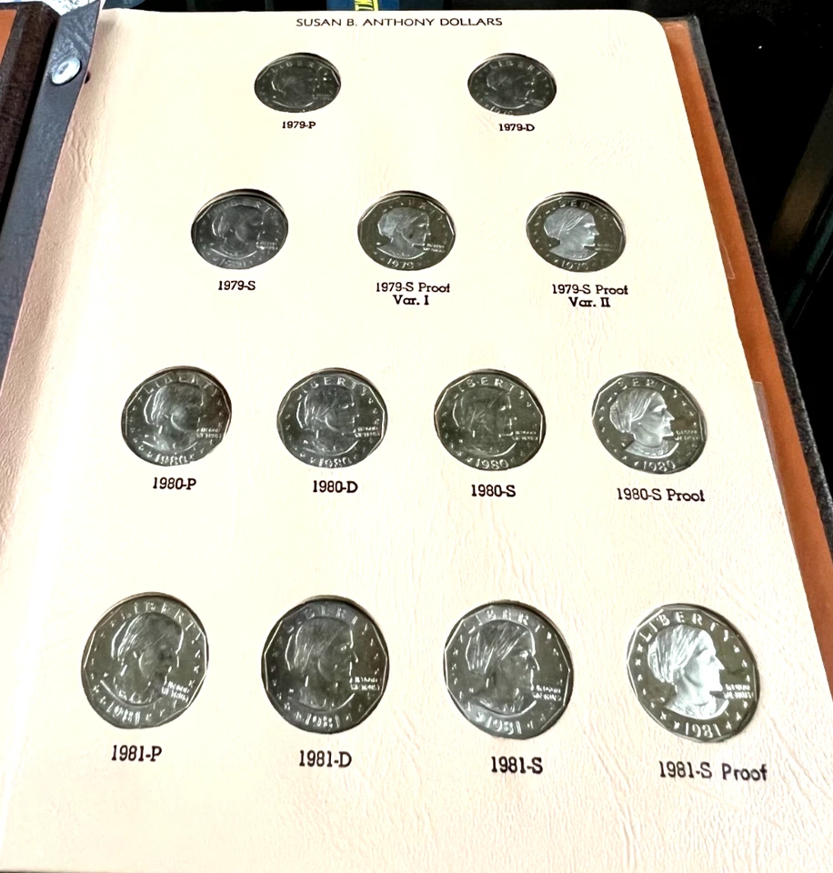 Susan B Anthony  Complete Set in Dansco Album  13 Coins + 1979 Type 2  PROOF - Image 2 of 4