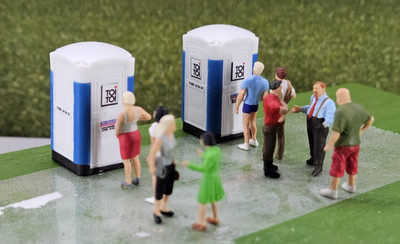 Preiser HO Scale Mini Scene - Nine Figures w/Faller Portable Toilets #180543