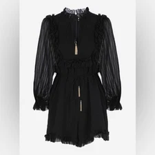 Zimmerman Maples Frill Playsuit Stripe Ruffle Romper Black sz 1 Small $695