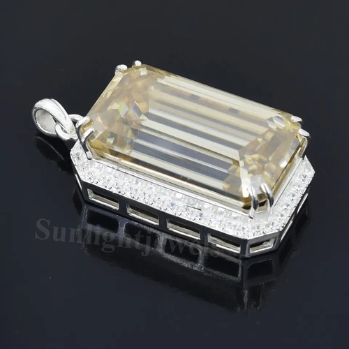 30.20 Ct Certified Champagne Treated Diamond Solitaire Pendant In 925 Silver - Picture 4 of 8