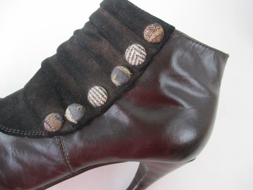Kenzie Vintage Victorian Eggplant-Purple Leather & Black Suede Ankle Boots sz 6 - 第 9/12 張圖片