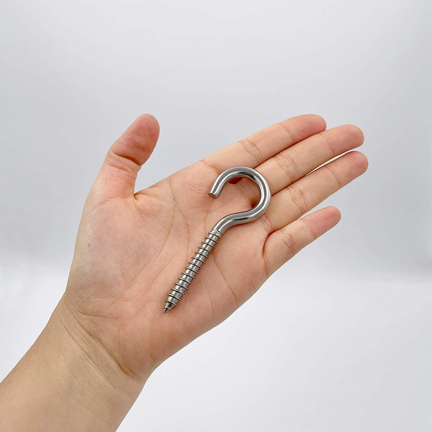 Pack of 12 M6 Metal Hooks, HeavyDuty304 Stainless Steel Screw Hooks