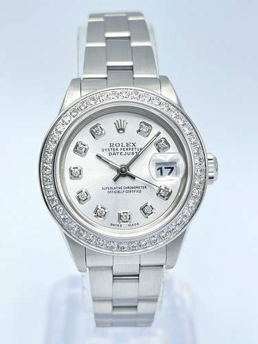 Rolex Datejust 26mm 79190 Silver Diamond Dot Dial & Diamond Be...