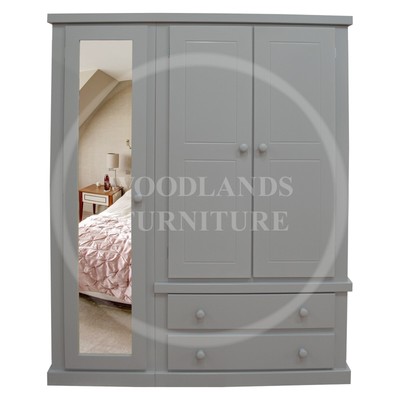 Handmade Dewsbury Triple Full Mirrored Wardrobe In Grey Many