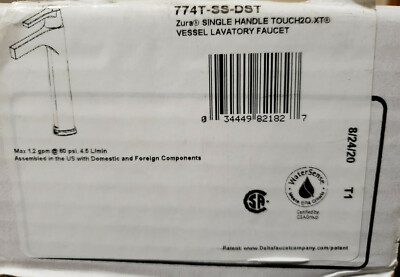 Delta Zura Touch2O 1-Handle Vessel Bathroom Faucet in Stainless, 774T-SS-DST