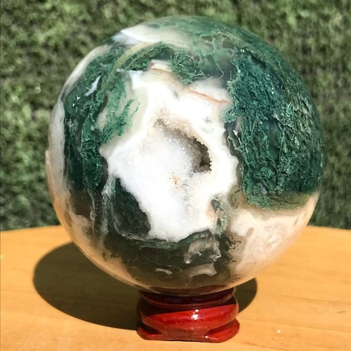 380G Natural Aquatic agate Geode Quartz Ball Crystal Sphere Specimen Healing - Picture 4 of 22