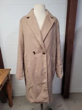 Fashion Nova women's brown fuzzy trench coat size xl / sn3489 R4