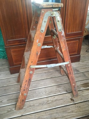 antique two sided bell system wood wooden ladder ebay antique two sided bell system wood wooden ladder ebay