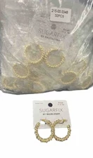 Lot of 32 - SUGARFIX by BaubleBar Crystal and Gold Twist Hoop Earrings - NWT
