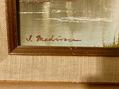 Vintage J Medina Original Signed Oil Painting Landscape Fall Vintage J Medina Original Signed Oil Painting Landscape Fall