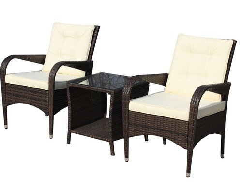 3PCS Outdoor Patio Garden Wicker Rattan Table Chairs Conversation Set Bistro Set - Picture 11 of 11