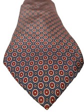 Men's Mario Valentino Tie Blue Grey Red Geometric Made In USA Silk