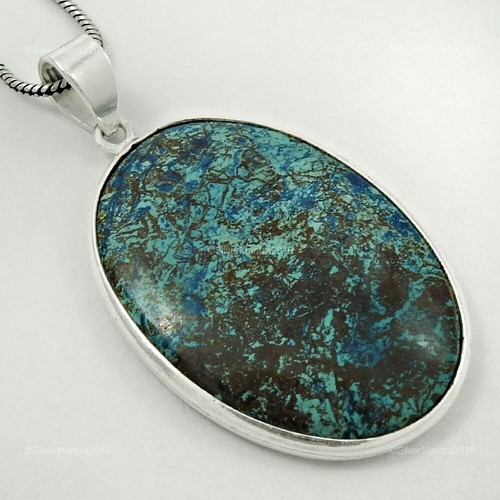 Natural Azurite 925 Sterling Silver Engagement Mothers day Anniversary Pendant - Picture 3 of 7