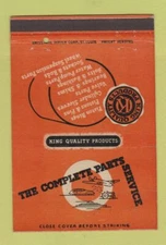 Matchbook Cover - King Quality Products PA auto parts 40 Strike