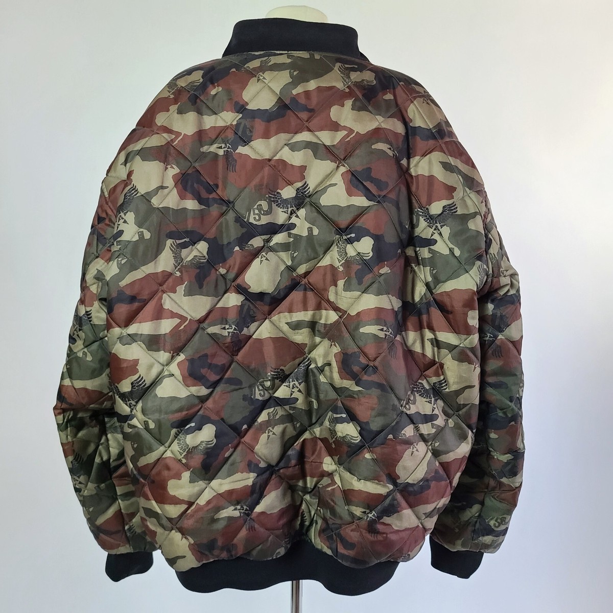 Vtg 90s 00s AVIREX Bomber Jacket Black Flight Jacket Camo