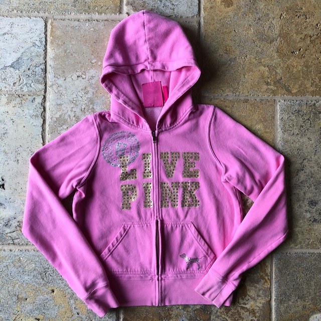 Vintage PINK BLING VS Zip up hoodie eBay