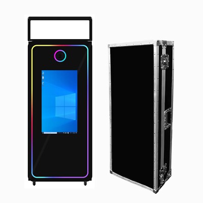65'' Magic Mirror Party Photo Booth 32'' Touch Screen With Top Light &Flight Case