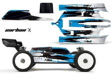 AMR Racing Losi 8IGHT-E 3.0 RC Graphic Kit Decal Wrap 1/8 Buggy Body CARBONX BLU