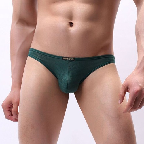 3Pack Men Bikini Jacquard Soft Slip Fabric Black Sexy Lace Transparent Underwear - Picture 7 of 16