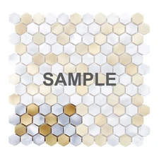 White Calacatta Marble Gold Metallic 1" Hexagon Mosaic Tile Kitchen Backsplash