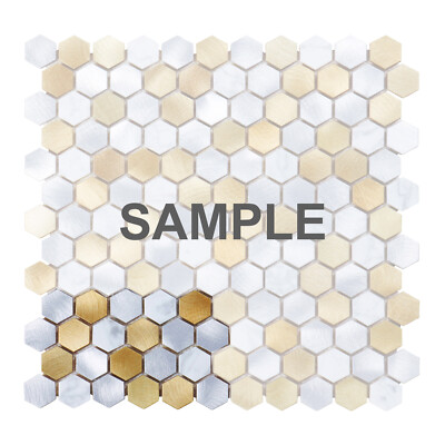 White Calacatta Marble Gold Metallic 1'' Hexagon Mosaic Tile Kitchen Backsplash