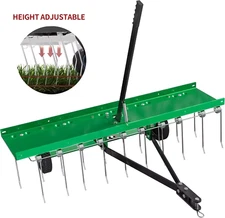40" Dethatcher Tow Behind Lawn rake Lawn Sweeper Height Adjustable Green Steel