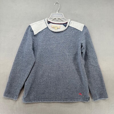 Tommy Bahama Sweater Mens Large Pullover Heather Blue Grey Shirt Cotton  Beach