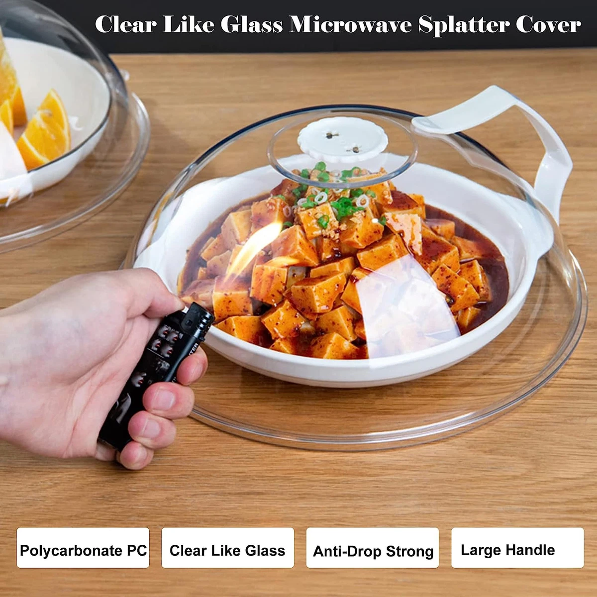 2 Pack Microwave Splatter Cover, Transparent Cover  