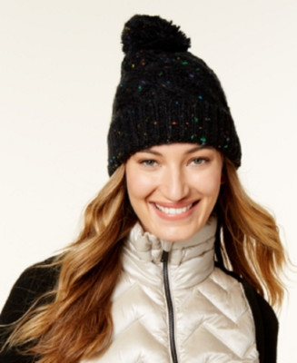 Steve Madden Speckled Cable Beanie in Black, Retail $32.00