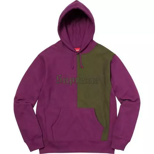 Supreme Split vieux sweat anglais à capuche prune moyen F/W 17