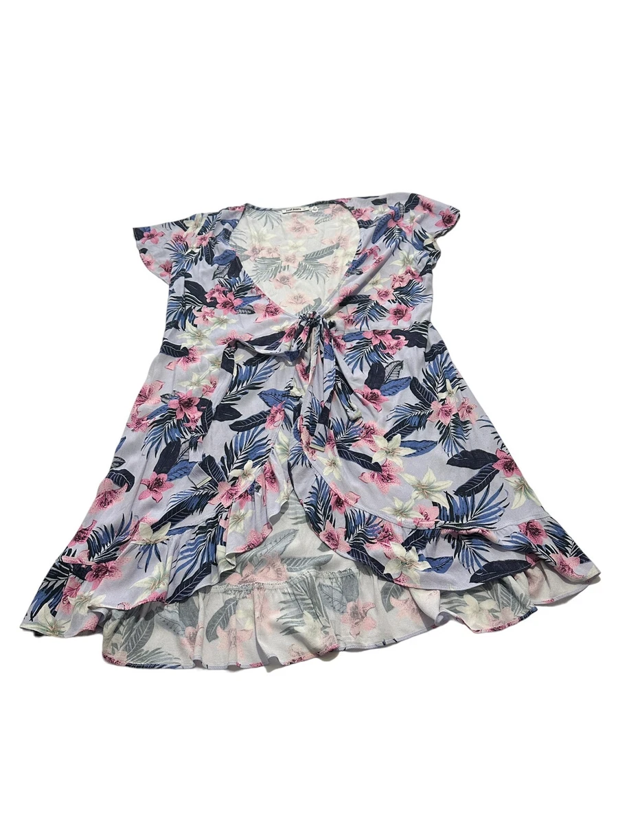 Just Jeans Womens Light Purple Floral Wrap Dress Size 12 Good